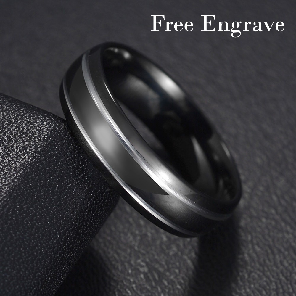 Titanium Steel Ring - Bague de mariage personnalisée gravée avec