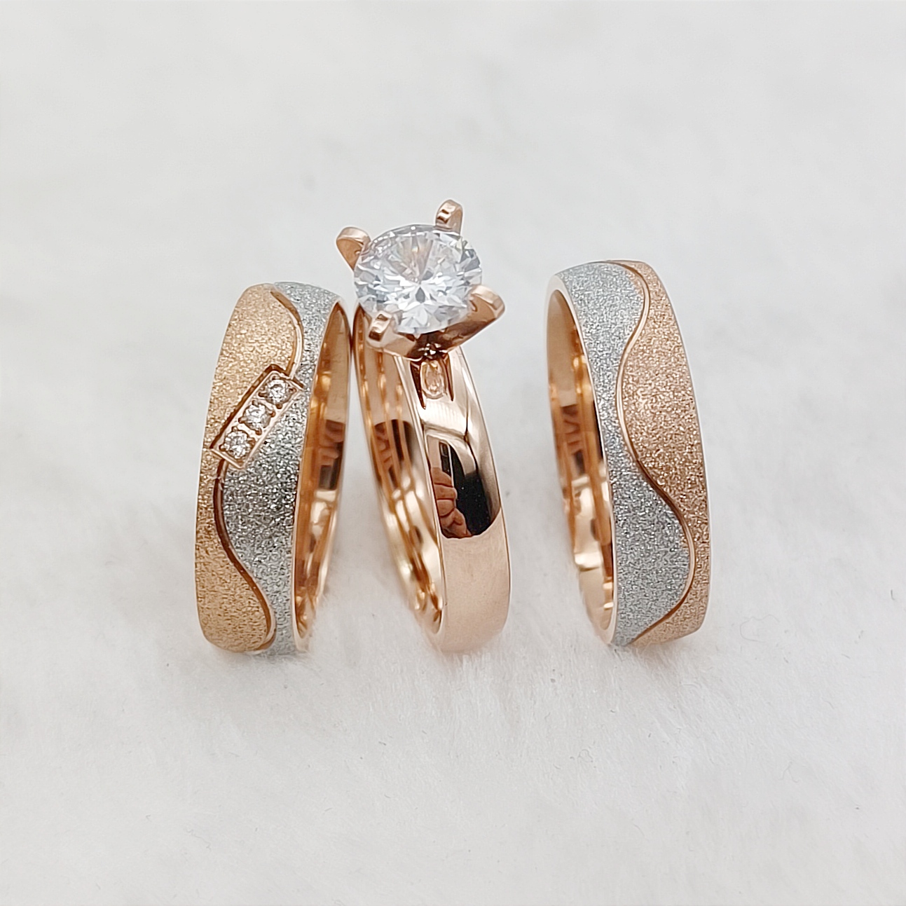 Titanium Steel Ring - Proposition 3 pièces promesse de mariage