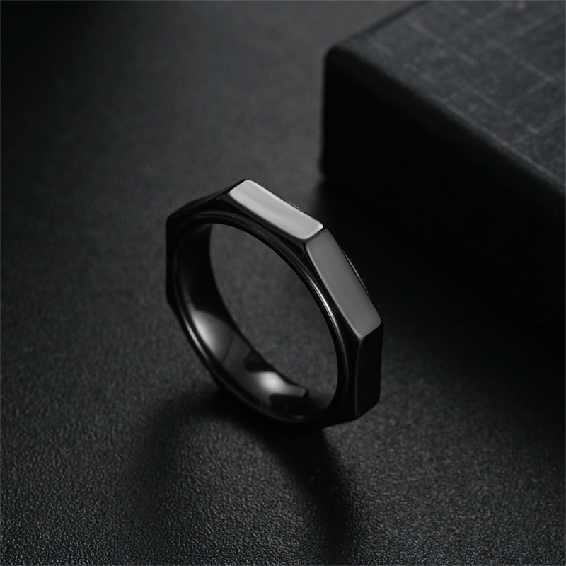 Anneau hexagonal en titane et  - Titanium Steel Ring avis et prix